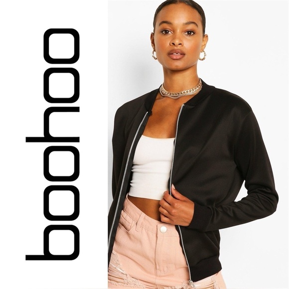 Boohoo | Black Bomber Jacket Size 12 / L / XL - Picture 1 of 4
